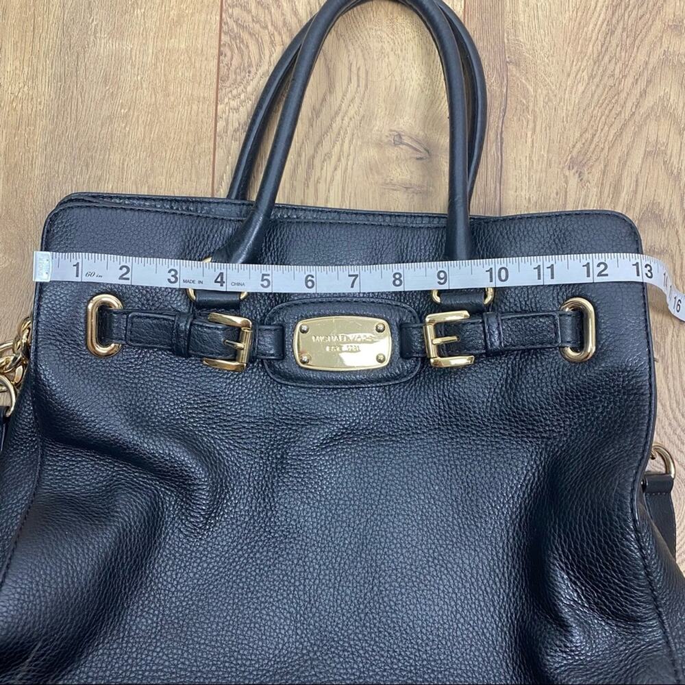 Michael Kors Hamilton Bag Black Leather Crossbody Gold Chain Large Size - Picture 5 of 9